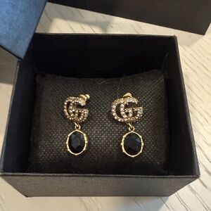 Gucci GG black and crystal drop earrings